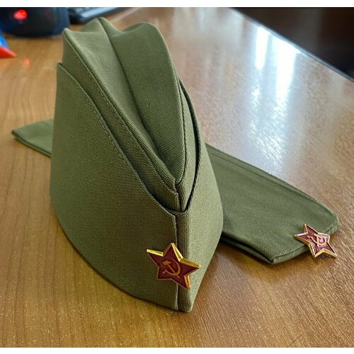 Пилотка Военная, металлическая красная звезда, размер универсальный, 54 (27см) комплект пилотка военная размер 54 галстук 15шт