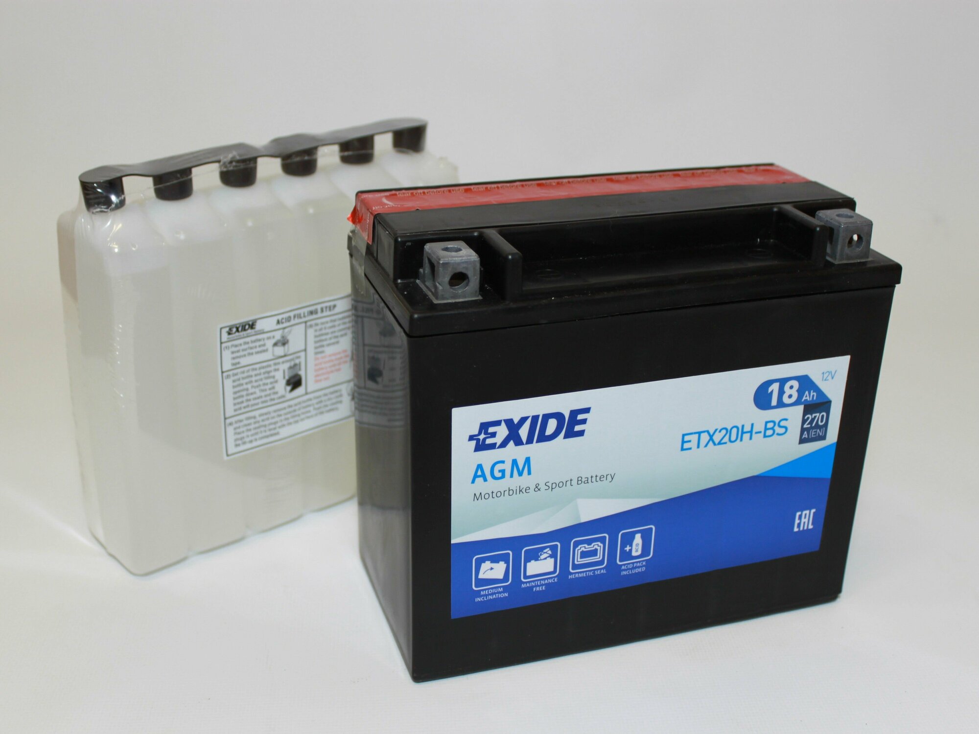 Аккумулятор Exide 18Ач прямая полярность ETX20H-BS