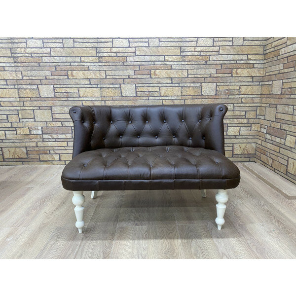 фото Диван GRUPPO 396 гест размер: 115 х 70 см, натуральная кожа цвет темно-коричневый, опоры цвет белый