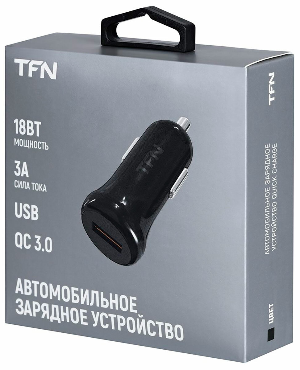 Автомобильное зарядное устройство USB QC3.0, 18W (black) TFN - фото №11