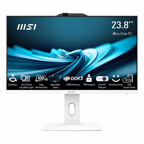 Моноблок MSI Pro AP242P 14M AiO 238 FHD 1920x1080IPS AG Non-touch Core i5-14400 25GHz 8Gb DDR4 1x8Gb 512GB SSD Intel UHD WiFi BT camera WirelessKBamp mouse Eng Rus noOS1y w-ty White 9S6-AE0622-684 7690000₽