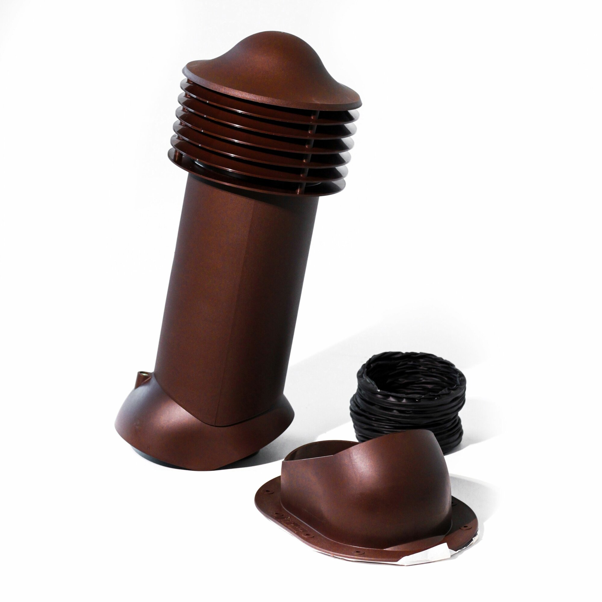 Viotto труба вентиляционная утеплённая, комплект вентиляции для плоской кровли, диаметр 150 мм, цвет коричневый шоколад (RAL 8017)
