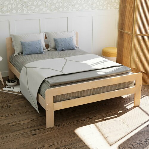 Кровать двуспальная деревянная из массива березы 140х200 см белая 13345₽