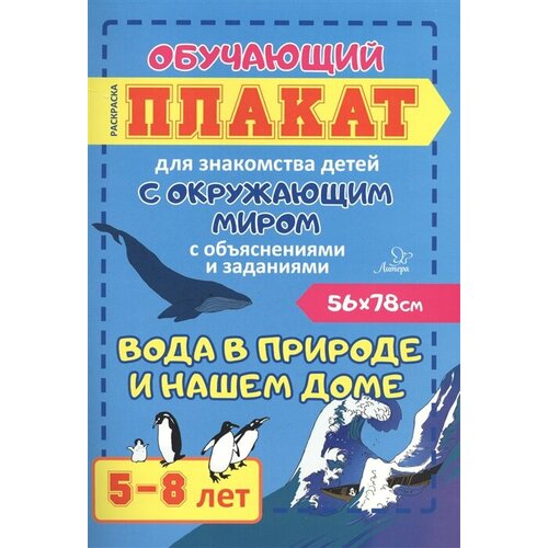 Вода в природе и нашем доме. Обучающий плакат для знакомства детей с окружающим миром с объяснениями и заданиями. 5-8 лет