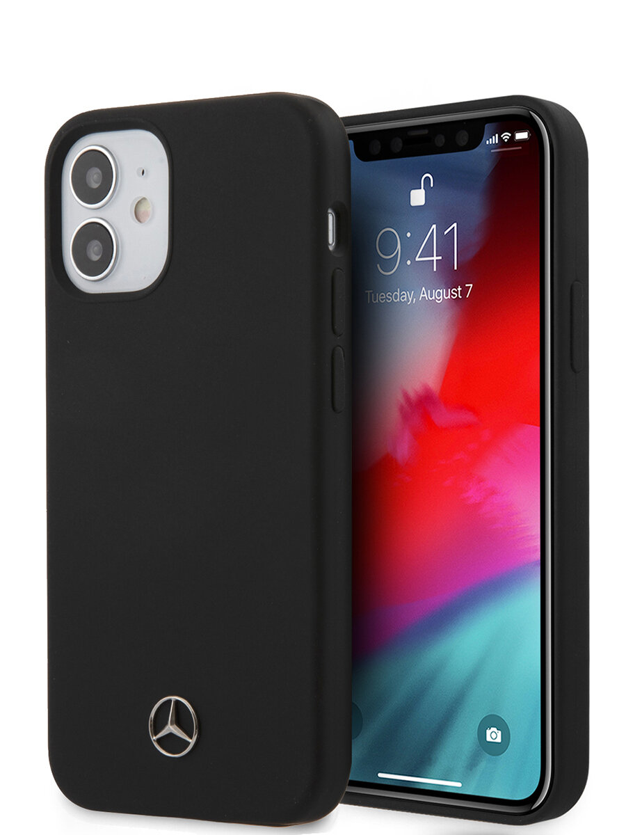 фото Чехол Mercedes Liquid Silicone Hard для iPhone 12 mini, черный