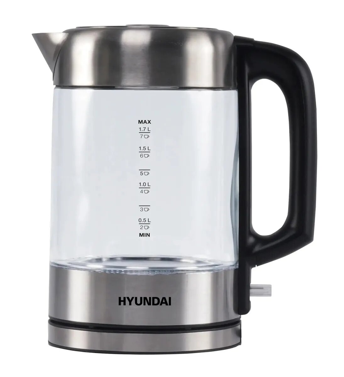Чайник электрический Hyundai HYK-G6405 1.7л. 2200Вт черный/серебристый (корпус: стекло)