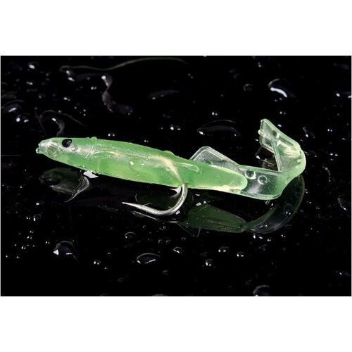 Светящаяся приманка в виде рыбки с крючком 12 см. светло-зеленого цвета, 5 штук.