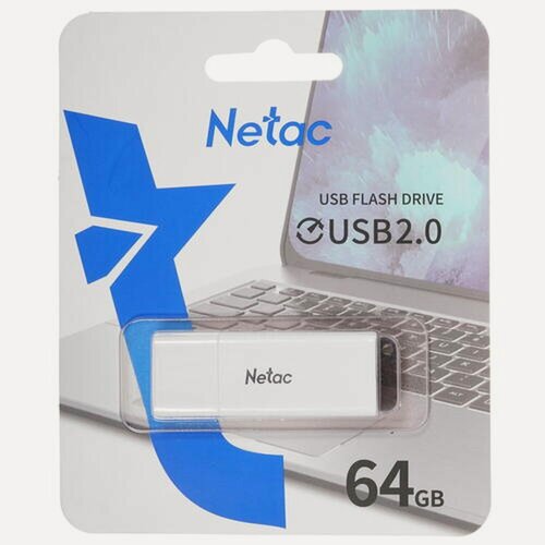 Изображение товара Флешка USB Netac NT03U185N-064G-20WH, ударопрочный корпус, 64ГБ, с колпачком
