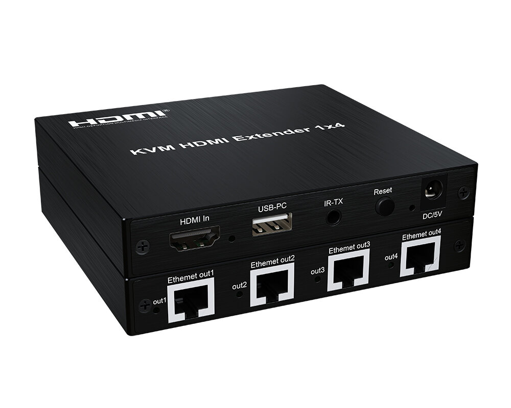 Сплиттер HDMI 1х4 KVM с удлинением по витой паре на 200м /VConn/