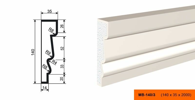 Lepninaplast МВ-140/3 фасадный молдинг из пенополистирола