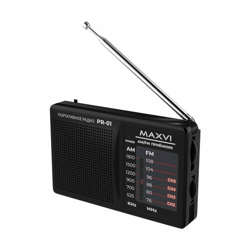 радиоприемник maxvi pr 03 220 в 2хаа aux чёрный Радио FM-приемник Maxvi PR-01 black