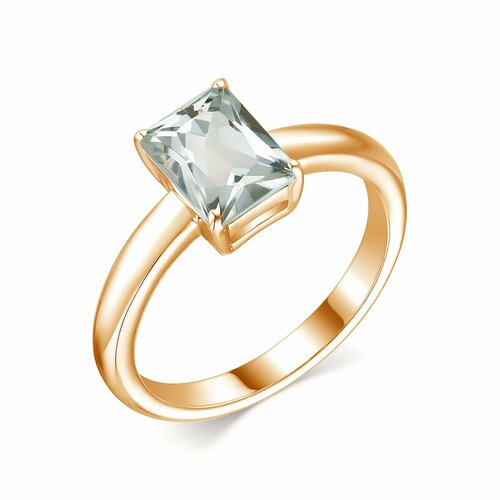 Кольцо MINERAL NATION, серебро, 925 проба, горный хрусталь, размер 19, золотой