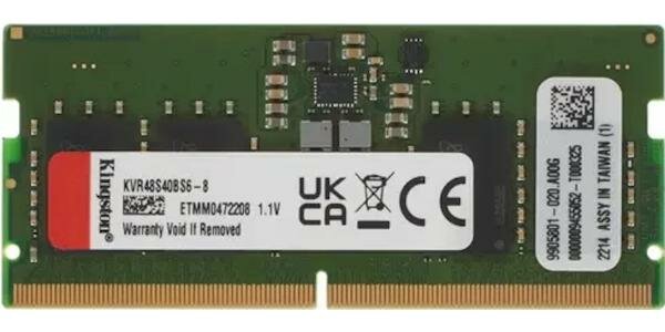 Оперативная память для ноутбука 8Gb (1x8Gb) PC5-38400 4800MHz DDR5 SO-DIMM Unbuffered CL40 Kingston ValueRAM KVR48S40BS6-8