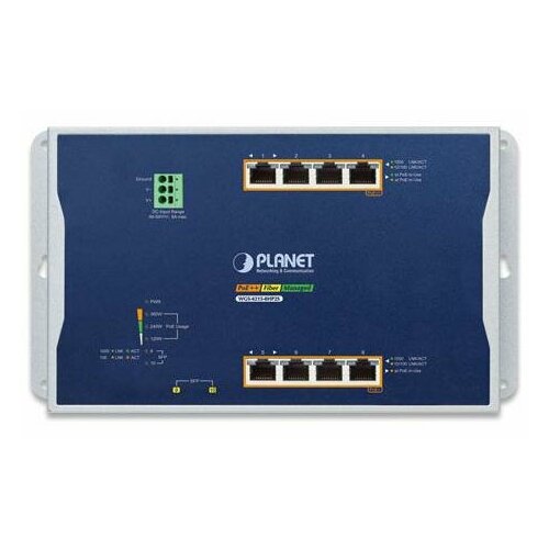 PLANET WGS-4215-8HP2S IP30, IPv6/IPv4, 4-Port 10/100/1000T 802.3bt 95W PoE + 4-Port 10/100/1000T 802.3at PoE + 2-Port 100/1000X SFP Wall-mount Managed bullnose brush wall plate single port panel gang bristles insert cover outlet mount