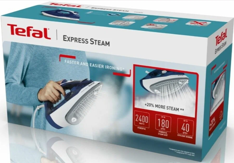 Утюг Tefal FV2838E0, синий/белый