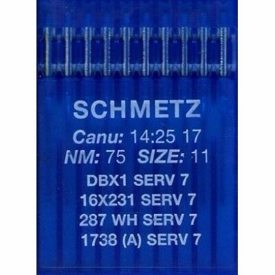 Иглы для промышленных швейных машин Schmetz, тонкая колба 1738/DBx1 SERV7 №75, 10 шт.