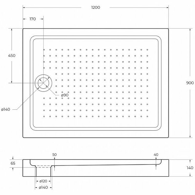 Акриловый поддон BelBagno TRAY-BB-AH-120/90-15-W 120x90 см, белый