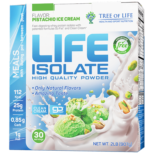 Изолят сывороточного белка Life Isolate 2lb (907 гр) со вкусом Фисташковое мороженое 30 порций