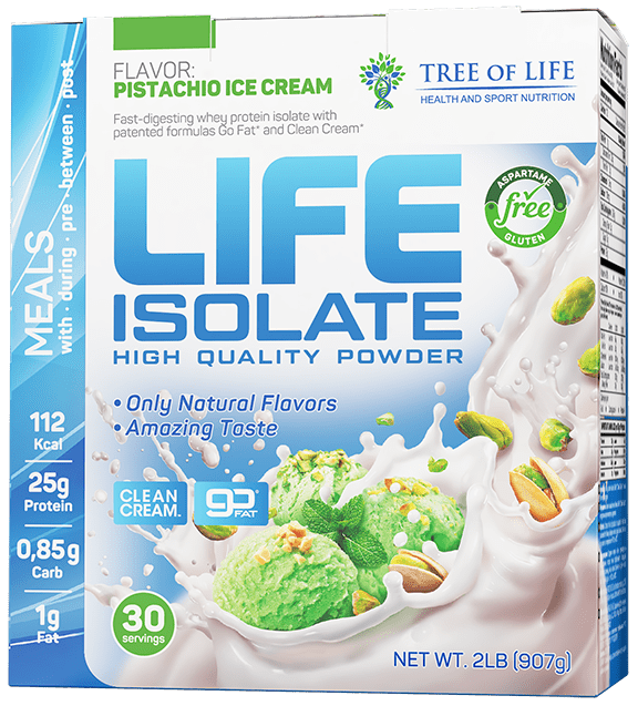 Изолят сывороточного белка Life Isolate 2lb (907 гр) со вкусом Фисташковое мороженое 30 порций