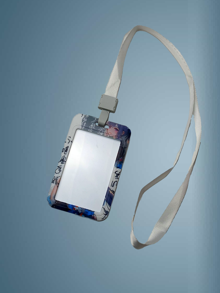 Чехол для бейджа Melody, на ленте, пластик, вертикальное крепление, серо-сиреневый — фото 1