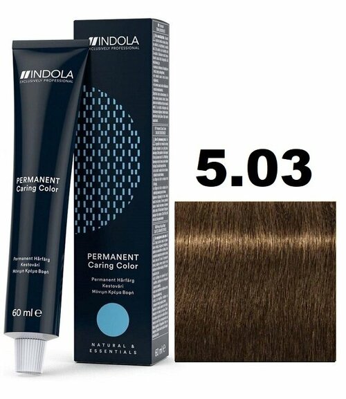 Indola Permanent Caring Color Крем-краска для волос 5/03 светлый коричневый натуральный золотистый 60мл