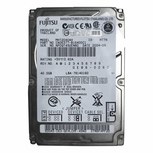 Жесткий диск Fujitsu CA06377-B16400C1 40Gb 5400 IDE 25 HDD 7010₽
