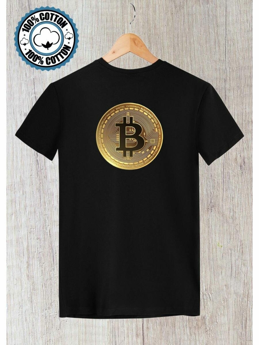 Футболка bitcoin биткоин криптовалюта, размер XL, черный