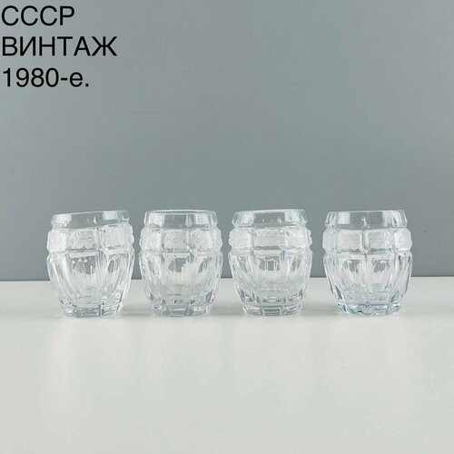 Винтажные стопки Винная бочка Набор 4 шт Хрусталь лзхс СССР 1980-е 2500₽
