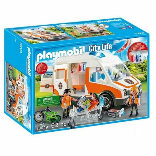 Набор с элементами конструктора Playmobil City Life 70049 скорая помощь с мигалкой, 62 дет. набор с элементами конструктора playmobil city life 9814 детская площадка с домиком и песочницей