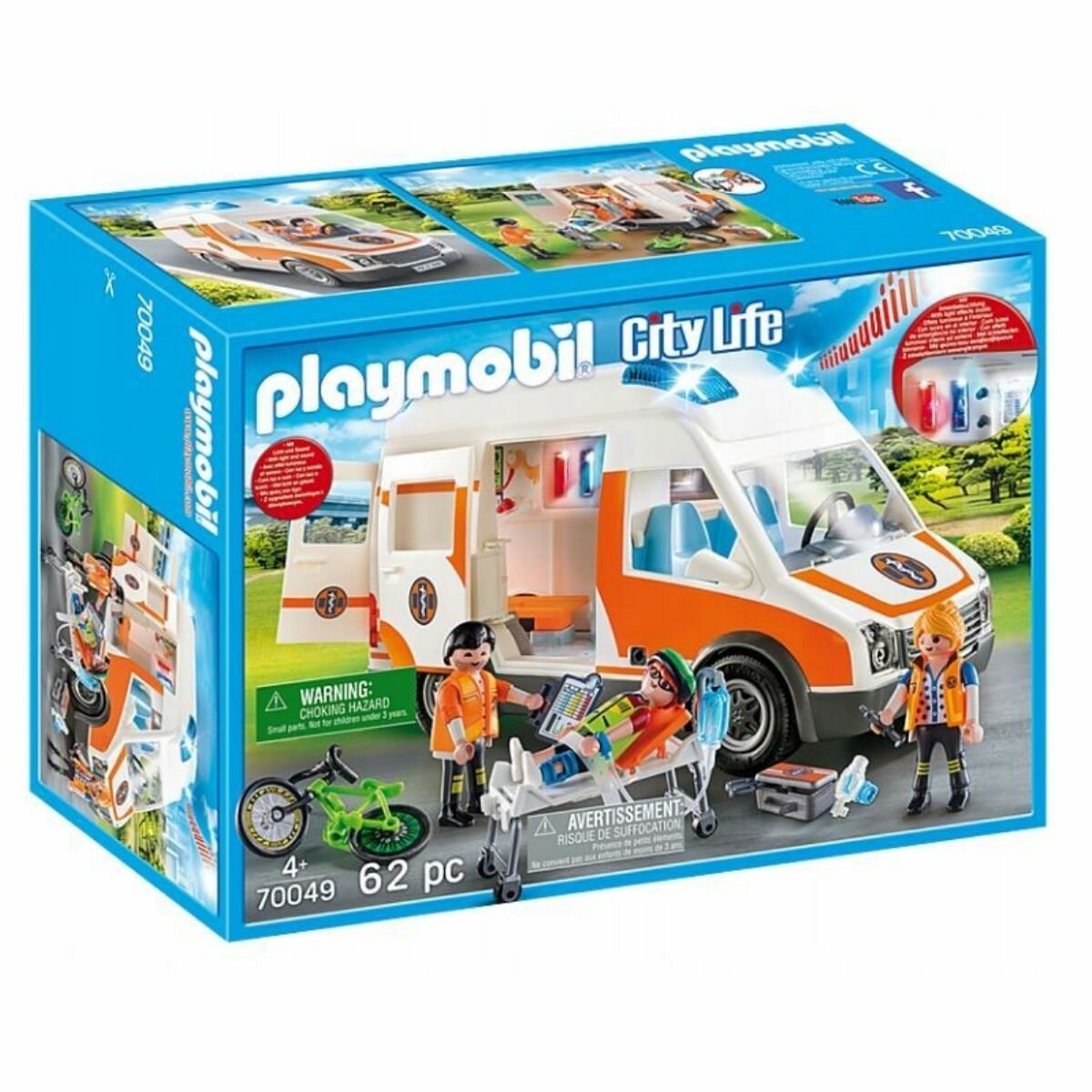 Набор с элементами конструктора Playmobil City Life 70049 скорая помощь с мигалкой, 62 дет.