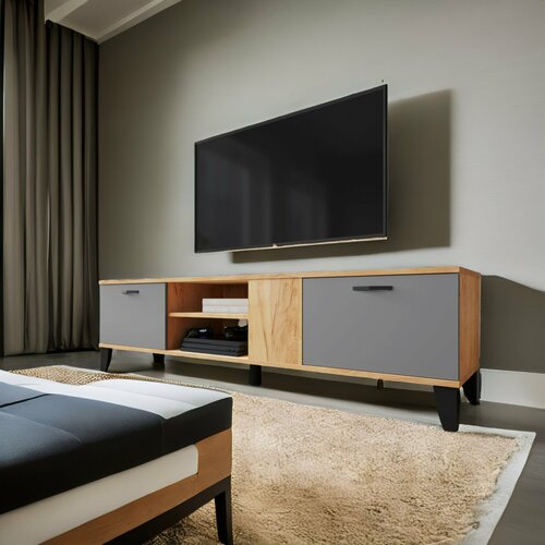 Тумба под телевизор Дуб крафт золотой/Серый графит 170х45 см