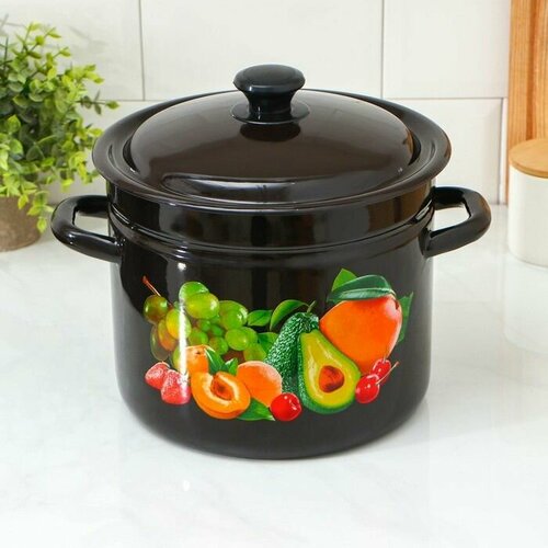 Кастрюля цилиндрическая 7 л индукция деколь цвет коричневый 3998₽