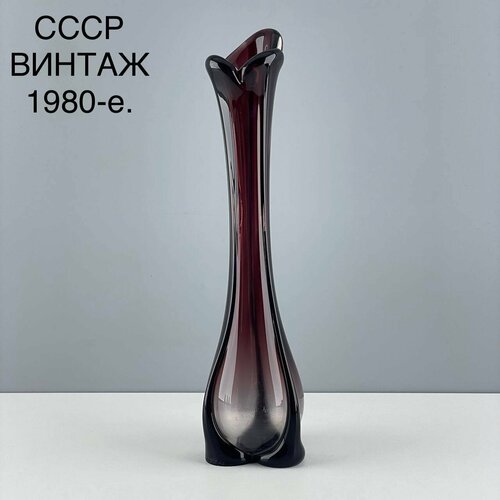 Винтажная ваза Аметист Цветное стекло Победа СССР 1980-е 2200₽