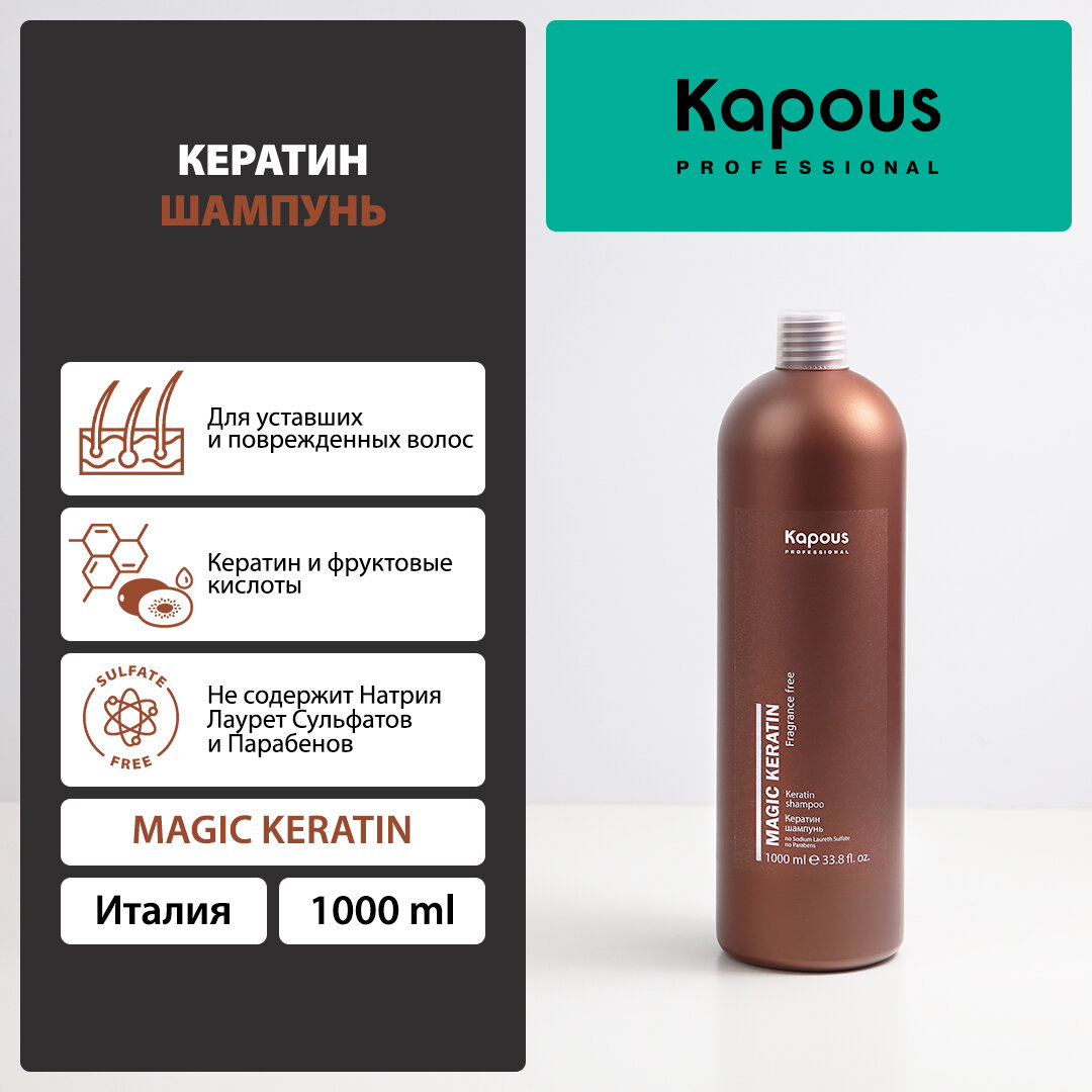 Кератин шампунь Kapous «Magic Keratin», 1000 мл