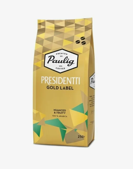 Кофе в зернах Paulig Presidentti Gold Label, 250 г, Россия