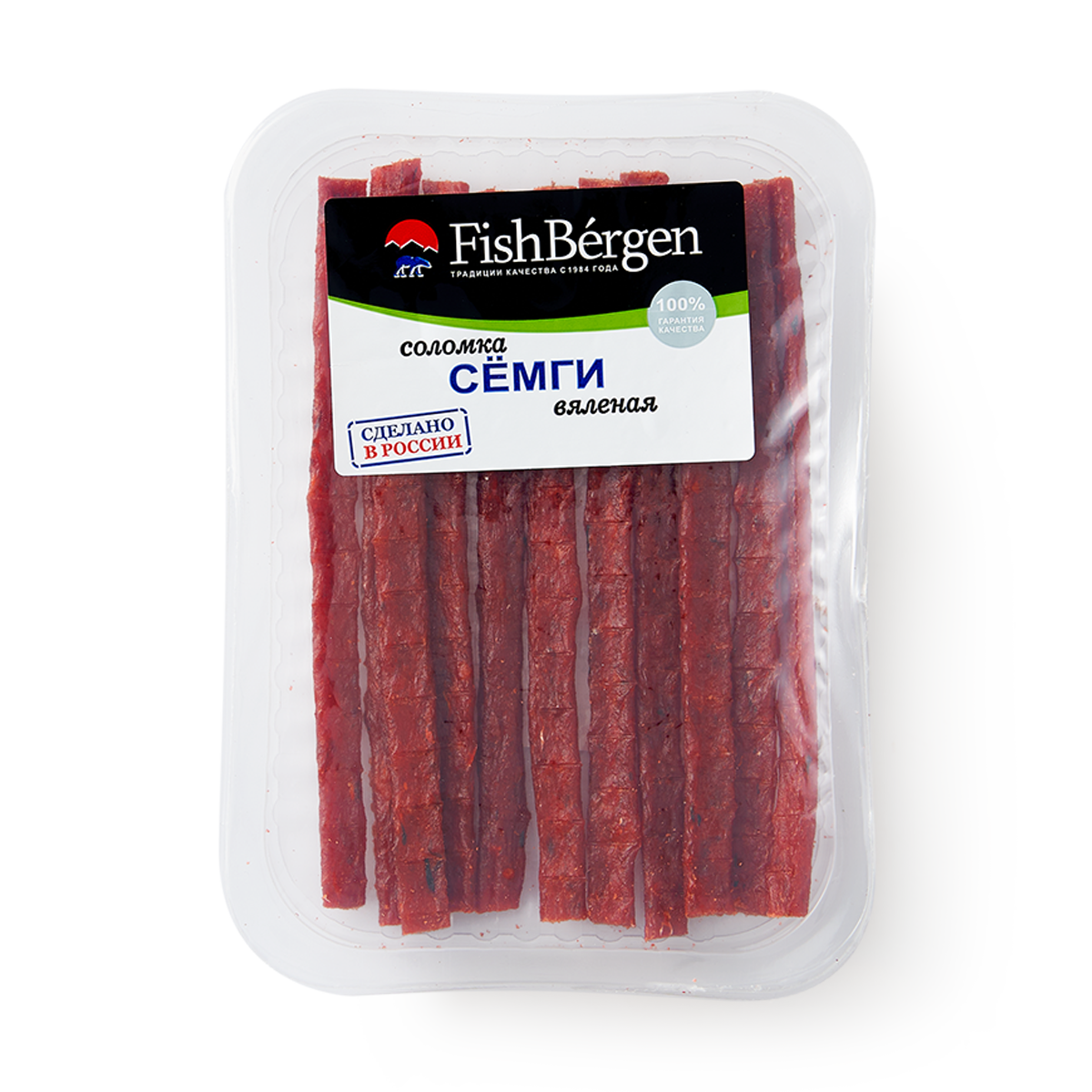 Вяленая сёмга Fish Bergen, соломка, в мягкой пачке, 70 грамм