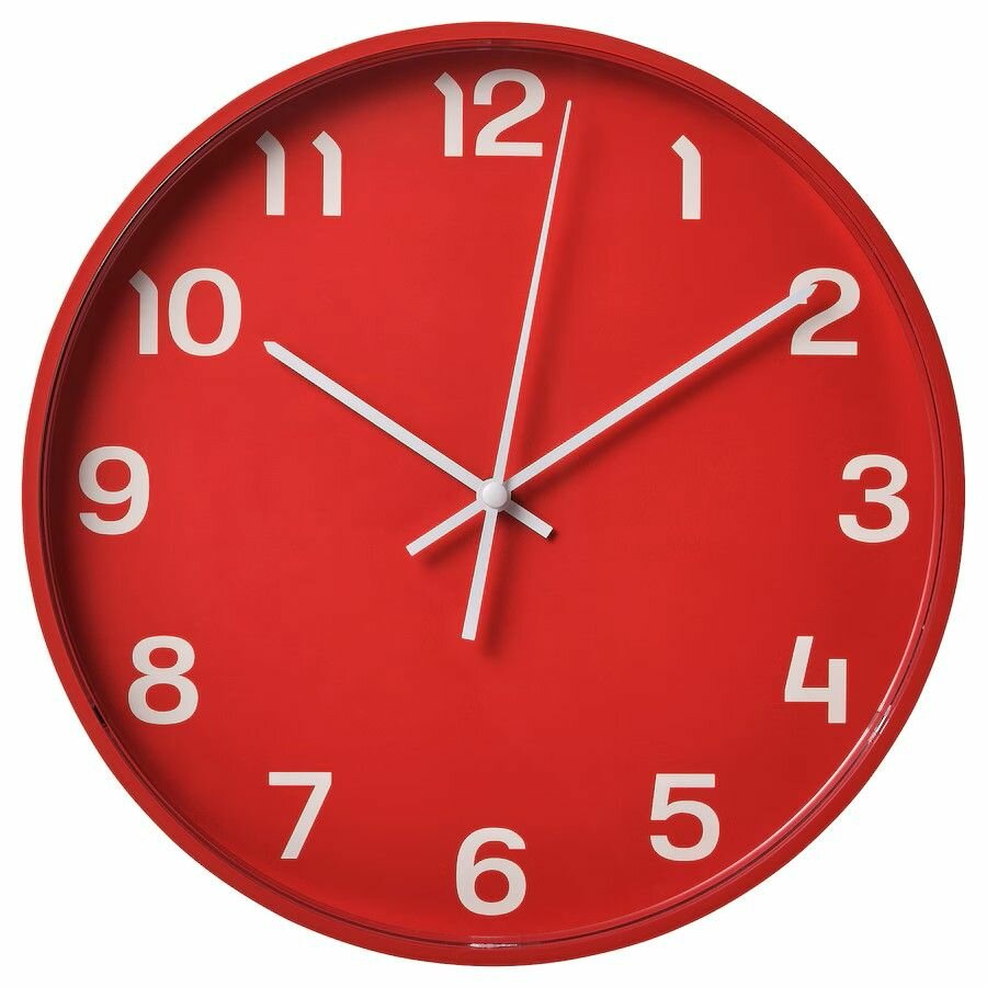 Часы настенные кварцевые IKEA Pluttis красные, 28 см (Финляндия)