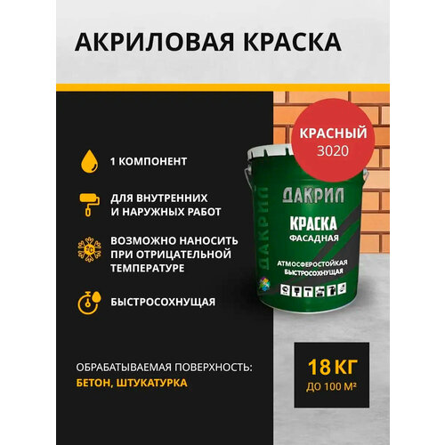 Дакрил Краска фасадная 18 кг красная 13930₽