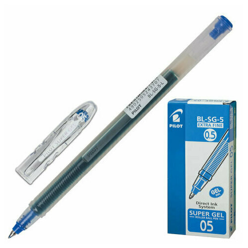 Набор ручек Ручка гелевая PILOT Super Gel, синяя, корпус прозрачный, узел 0,5 мм, линия письма 0,3 мм, BL-SG-5 2 шт. ручка перьевая pilot белый тигр цвет чернил синий цвет корпуса белый