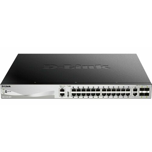Коммутатор D-Link DGS-3130-30PSB L3 24x1Гбитс 2x10Гбитс 4xКомбо10GBase-TSFP 4SFP 24PoE 370W управляемый 351000₽