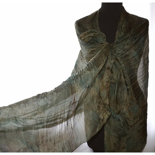 Шарф ,195х90 см, универсальный, коричневый, зеленый шарф 195х90 см универсальный зеленый