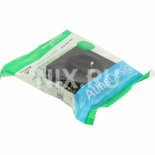 фото Розетка силовая Systeme Electric ATN001043 "ATLASDESIGN розетка с заземлением, 16А, механизм, карбон"