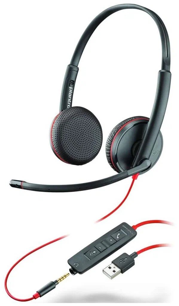 Наушники с микрофоном PLANTRONICS Blackwire C3225, черный/красный