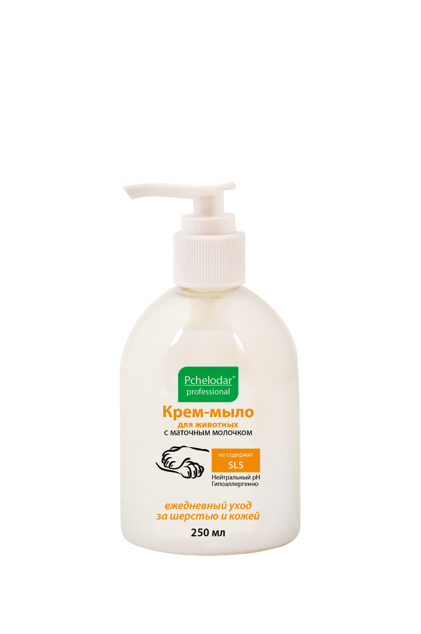 Крем-мыло для животных PCHELODAR для ежедневного ухода за шерстью и кожей с маточным молочком (250 мл)