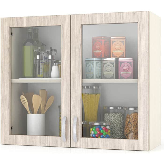 фото Шкаф-витрина Мебельный двор Мери ШВС800 дуб/ясень шимо светлый