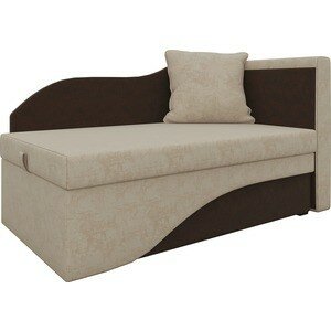фото Кушетка АртМебель Грация микровельвет бежево-коричневый правый