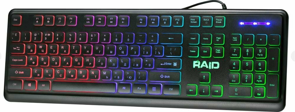 Игровая клавиатура для компьютера Defender Raid Rainbow мембранная (Full-size)
