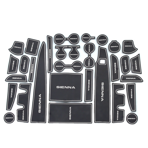 Силиконовые противоскользящие накладки MyPads на Toyota Sienna IV 2020 21 22 23 в салон автомобиля на дверь подстаканник на подлокотник черно-бел 1426₽