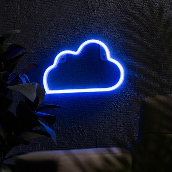 Фигурка светодиодная неоновая «Облако» Синий 3хАА USB 30х19 см.