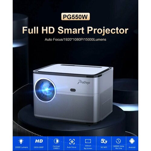 Проектор Thundeal PROGAGA PG550W Android версия 1920x1080 Full HD 130001 15000 лм LCD 21787₽